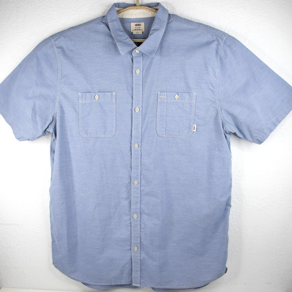 Vans Blue Striped Short Sleeve Button Up Shirt Mens SIZE XXL - Picture 1 of 7